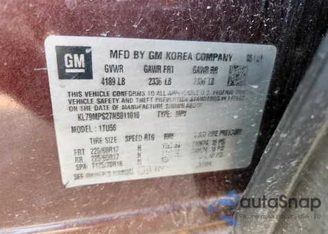 2022 Chevrolet Trailblazer Lt z USA, uszkodzony, nr VIN KL79MPS27NB011010